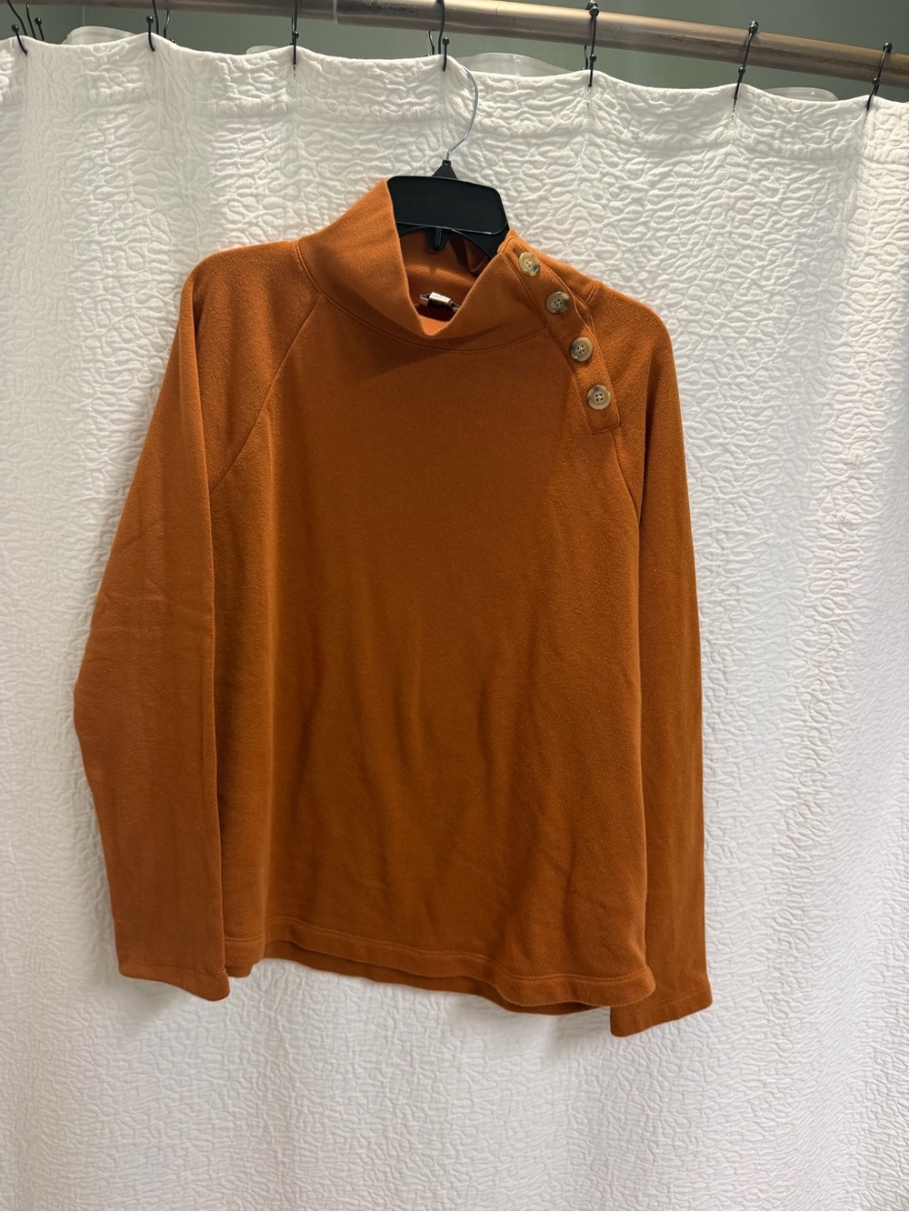 J. Crew Rust Orange Turtleneck Sweatshirt with Shoulder Buttons
